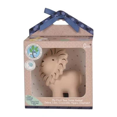 Image de Tikiri Hochet en Caoutchouc Naturel Forme de Lion dans Une boîte Cadeau Jouet Bain pour bébés et Enfants à partir 0 Mois, 8596012, 1 Unité (Lot 1)