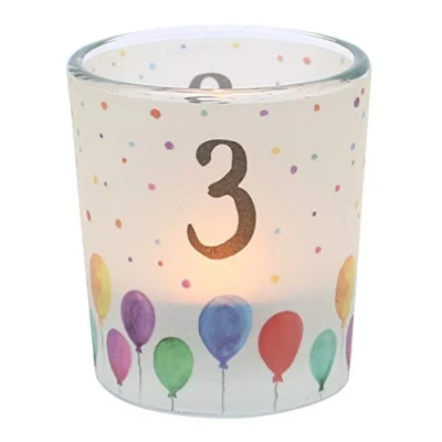 Image de Dekohelden24 Banderole Transparente avec 1 Bougie Chauffe Plat, Hauteur : 6,5 x 6 cm, Motif Chiffre 3