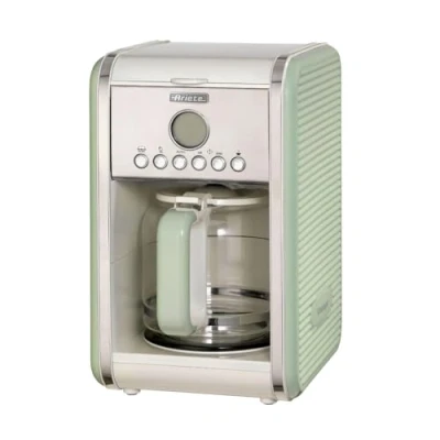 Image de Ariete Vintage Machine à Café Americano 1342, Cafetière Filtre, Carafe en Verre Trempé, Jusqu&#039;à 12 Tasses, Minuteur 24 Heures, Arrêt Automatique, Anti Gouttes, Capacité 1.5 L, 2000W, Vert