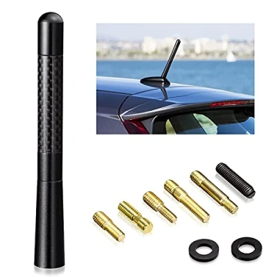 Image de Bingfu Antenne de Voiture Courte Autoradio Universelle Véhicule 12cm Mini 6 Vis incluses M4 M5 M6 Noir Stéréo FM AM Remplacement pour avec Toutes Les Voitures