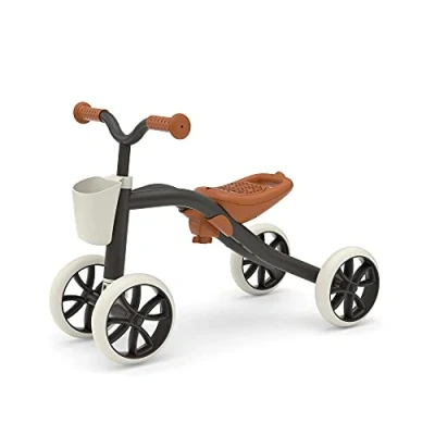 Image de Chillafish Quadie Basket: Trotteur Bebe 4 Roues pour Les Enfants de 1 à 3 Ans, avec Un Panier l&#039;avant, siège réglable, poignée intégrée, silencieuses Non marquantes, Noir