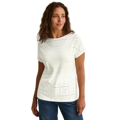 Image de Cecil MIT Lochmuster Tshirt imprimé, Femme, Taille: XL, Weiß