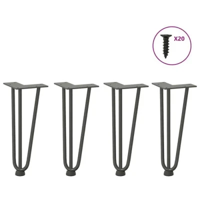 Image de vidaXL Pieds de table en forme d&#039;épingle à cheveux 4 pcs anthracite 4012438