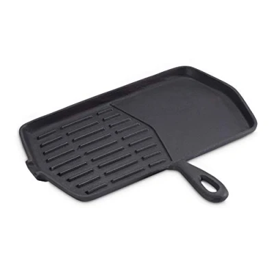 Image de ECHTWERK Poêle à griller en fonte avec bandes de cuisson, adaptée une utilisation sur feu ouvert, idéale pour la préparation steaks, noir
