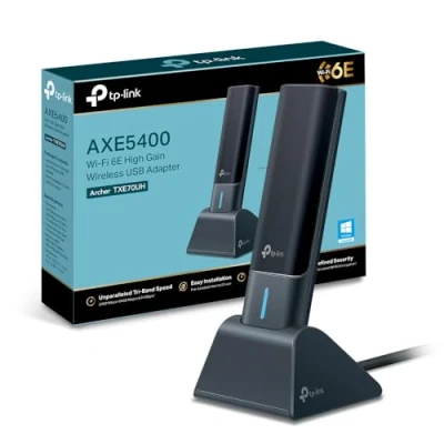 Image de TP Link Clé WiFi 6E Puissante AXE5400 à gain élevé Archer TXE70UH, Adaptateur Réseau sans Fil, USB 3.0 Tri Bande (6GHz/5GHz/2.4GHz), Antennes doubles élevé, WPA3, Windows 11/10