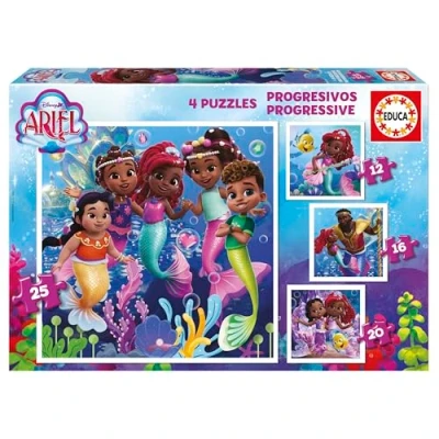 Image de Educa Set de 4 Puzzles Progressifs pour Enfants 12 à 25 pièces Ariel. Dimensions : 16 x cm. Recommandé partir 3 Ans (20342)