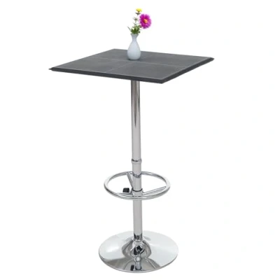 Image de Table de bar Chicago Noir Repose pied réglable en hauteur Design moderne Finition robuste