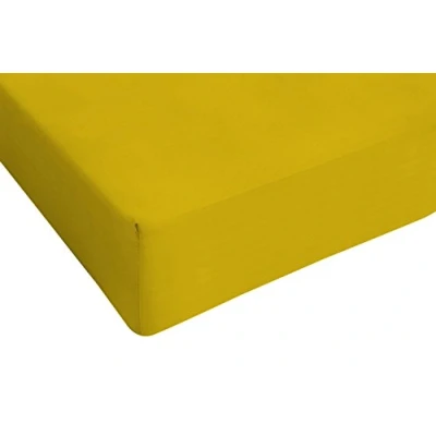Image de Italian Bed Linen Max Color Drap Housse, 100 % Coton, Moutarde, 2 Places
