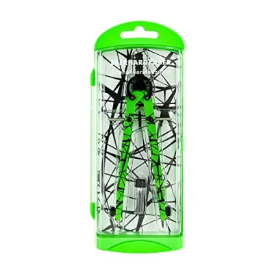 Image de Eberhard Faber 571703 compas à réglage rapide vert fluo, Jeu de avec pièces rechange et mines