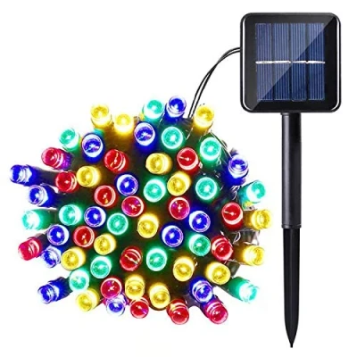Image de Lamker 5M 50LED Guirlandes Lumineuses Solaires Extérieur Étanche 8 Modes Multicolore Lumière Guirlande Lumineuse Décoration pour Jardin Terrasse Balcon Fenêtre Clôture Arbre Noël Mariage