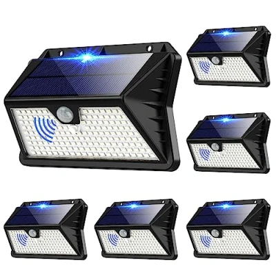 Image de OUILA Lumiere Solaire Exterieur, 3 Modes Projecteur Avec Detecteur, 185 LED Spot, IP65 Eclairage Mural d&#039;extérieur pour Jardin, Garage(6 Pack)