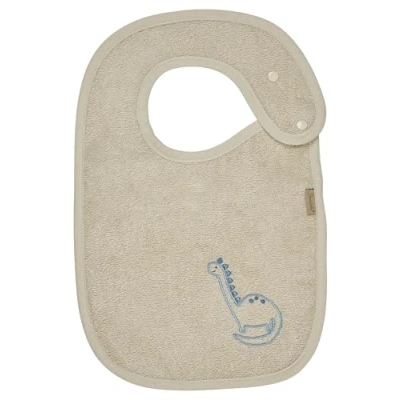 Image de Sterntaler Bavoir à manches en tissu éponge Dino Rexi pour bébé avec coton absorbant application et fermeture bouton pression pratique, beige