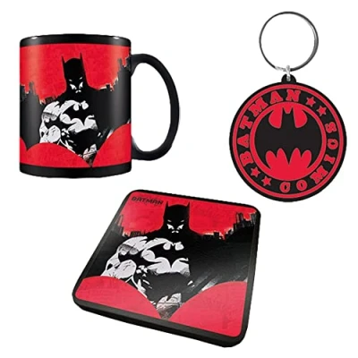 Image de Pyramid International Coffret cadeau Batman avec tasse, dessous de verre et porte clés dans une boîte présentation (motif Comics