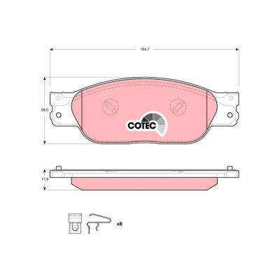 Image de TRW COTEC GDB1510 Jeu de plaquettes frein non préparé pour indicateur d&#039;usure avec accessoires JAGUAR: XJ Berline, S Type