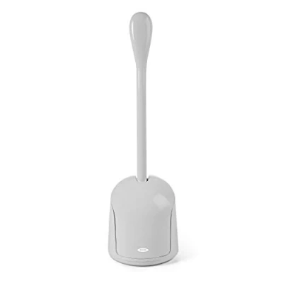 Image de OXO Good Grips, Brosse à WC compacte grise avec support, Nettoyant WC, Gris