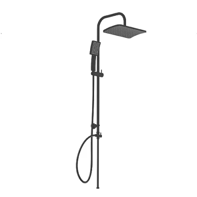 Image de SCHÜTTE Kit de douche Malorca Colonne avec grande à effet pluie Douchette main 3 types jets Système barre réglable en hauteur Noir mat