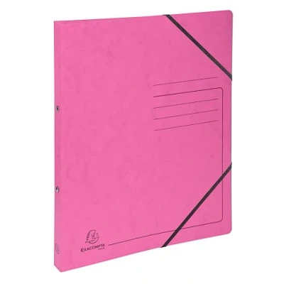 Image de Exacompta réf. 542557E Carton de 10 classeurs carte lustrée imprimée avec élastiques 2 anneaux ronds diam.15 mm Dos 20 Dimensions extér. 32 x 25 cm Format à classer A4 Coloris rose