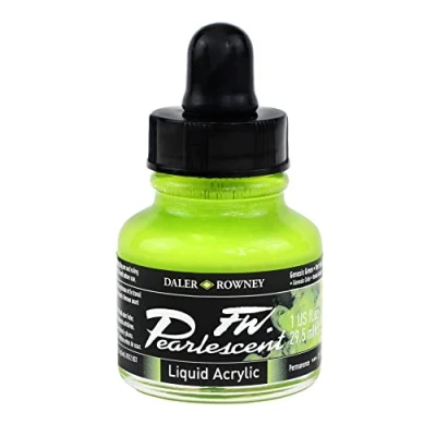 Image de Daler Rowney FW 29.5ml Bouteille d&#039;encre acrylique effet perle Genesis Vert