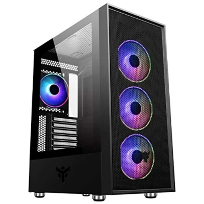 Image de Boîtier Moyen Tour ATX Vertibra H210 RGB avec Panneau Vitré, Noir