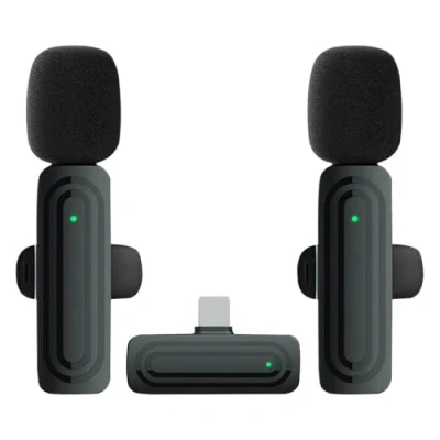 Image de Microphone cravate sans fil pour iPhone mini à clipser avec suppression intelligente du bruit, 2 microphones et récepteur, idéal l&#039;enregistrement vidéo, le streaming en direct