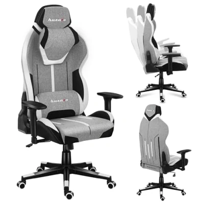 Image de Chaise gaming HUZARO FORCE 7.9 Gris, Bureau, Pc Gaming, Ergonomique, Coussin Lombaire Têtière, Accoudoirs Réglable, Pivotant