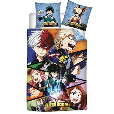 Image de AYMAX SPRL Parure de Lit My Hero Academia Réversible Housse Couette 140x200 cm + Taie d&#039;oreiller 63x63