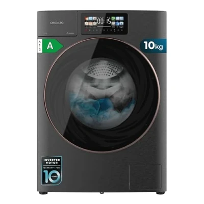 Image de Cecotec Lave linge Frontal Bolero DressCode 10950 Autodose Inverter 3D Steel A, Machine à laver 10 kg, 1400 tr,min, Core Matrix Screen 9,2&quot;, 13 programmes, Plus, SteamMax, Sanitize