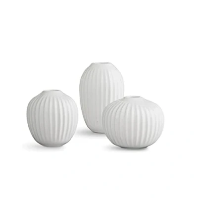 Image de Kähler Vases Miniatures 3 pcs. Hammershøi Design Danois Fait Main, Blanc