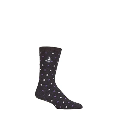 Image de HEAT HOLDERS SOCKSHOP Homme 1.0 TOG Ultralite Rayé, Argyle et à motifs Chaussettes 1 Paire Zadar Micro Carré Charbon 39 45