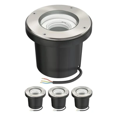 Image de ledscom.de 4 pièces luminaire encastré de sol BOFU pour l&#039;extérieur, IP67, orientable, inox, rond, 150mm Ø, 1x GU10 max. 15W