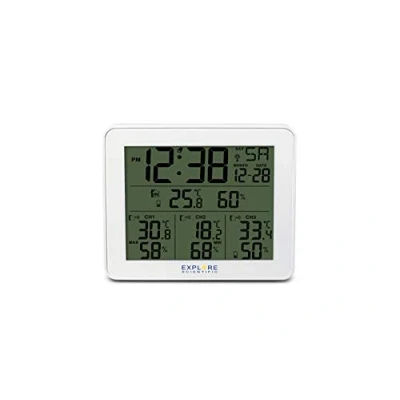 Image de Explorer Scientific WSH4003 Station météo Radio contrôlée avec Alarme, 3 capteurs, Blanc