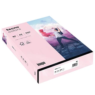 Image de inapa Tecno Colors Lot de 500 feuilles papier coloré Rose clair Format A3 80 g/m²