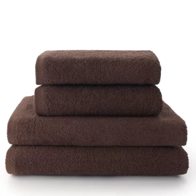 Image de Top Towel Plus Lot de 2 Serviettes Toilette et Bain ou Douche 100% Coton 400 g/m² Brun