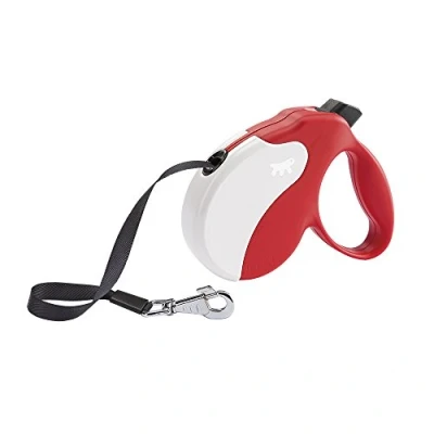 Image de Ferplast Laisse Chien Enrouleur Amigo Medium, pour Chiens de Taille Moyenne Jusqu&#039;À 25 kg, Max, 5 m Sangle Extensible, Bouton Verrouillage et Déverrouillage, Rouge, Couvercle Blanc