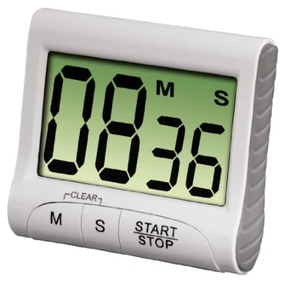 Image de Xavax Minuteur de cuisine Countdown (avec Minuterie et Fonction Chronomètre, Fixation via Un Aimant, Une Pince, Support ou Support, à Piles, numérique) Blanc/Gris