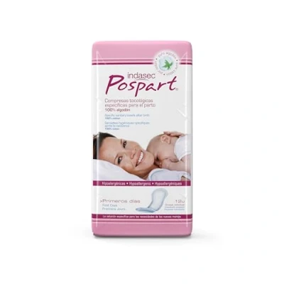 Image de Compresses Tocologiques en Coton Indasec Pospart (12 uds) 12 Unités (Parapharmacie)