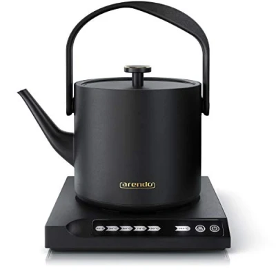 Image de Arendo Bouilloire électrique MIZU 0,5 litre Station de base 360 Sélection 7 températures, 40 à 100 degrés Acier inoxydable Protection contre la surchauffe Sans BPA Design japonais