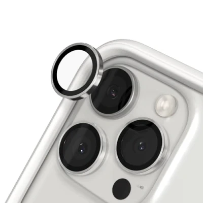 Image de RhinoShield protection d&#039;objectif en verre trempé 9H compatible avec [iPhone 16 Pro / Max] Résistance aux chocs et rayures, haute clarté, anti éclats, techn buée Argent