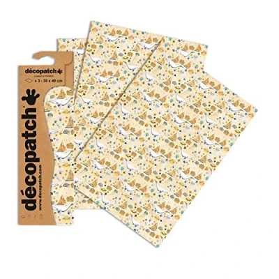 Image de Décopatch C766O Une pochette de 3 feuilles papier imprimé 30x40 cm, Baleines