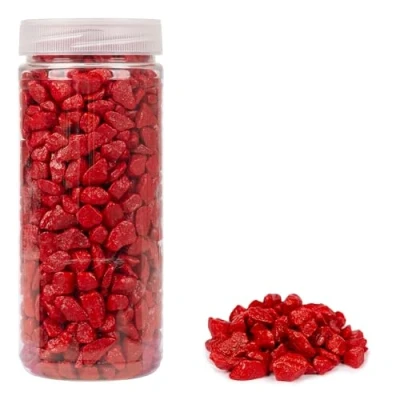Image de HEKU 30336 13 : Pierres décoratives Rouges 750 g dans Une boîte refermable.