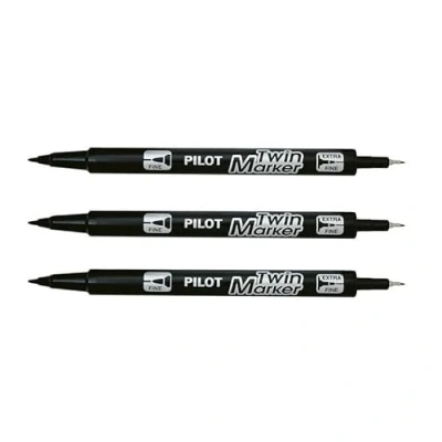 Image de Pilot Lot de 3 marqueurs Twin CD DVD Marker Marqueur Permanent Noir Pointes : Fin/extra fin