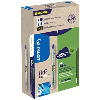 Image de Pilot 94297 Bonuspack 10 stylos et Refill B2P Ecoball, bleu, pointe 1,0 mm