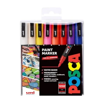 Image de Posca 153544847 Lot de 16 Marqueurs peinture avec encre à base d&#039;eau et pointe ogive, 1,5 mm