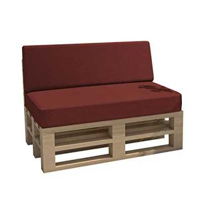 Image de chilly pilley Coussin De Palette EU Impermeable Jardin Intérieur Extérieur Lavable Amovible Siège Dos (2er Set, Rouge Foncé)
