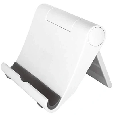 Image de Support Telephone Bureau Portable Noir Pose Téléphone Pliable 360 Porte Smartphone Ajustable pour iPhone et Android Phone