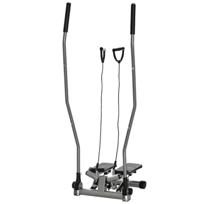 Image de HOMCOM Stepper avec Guidon allongé Salle de Gym écran LCD Multifonction Acier ABS 54 x 40 135 cm Noir et Argent