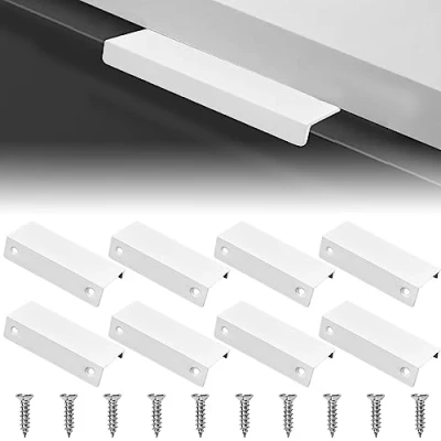 Image de REFORUNG 10 Pièces Poignées de Meuble Entraxe 64mm Poignée cuisine invisible Profil en Alliage d&#039;aluminium Tiroir Cachées Placard avec des vis, Blanc