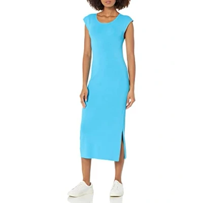 Image de The Drop Laila Robe pull mi longue avec torsade dans le dos et épaulettes pour Femme, Bleu océan, 5XL Grande taille