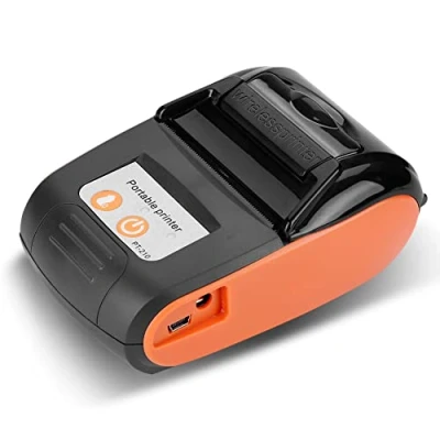 Image de Mini imprimante de reçus Thermique Portable sans Fil Bluetooth, factures Thermiques 58 mm 110 240 V, imprimantes à Chauffage Direct, Bluetooth 4.0/Android/iOS/Windows.(Orange)