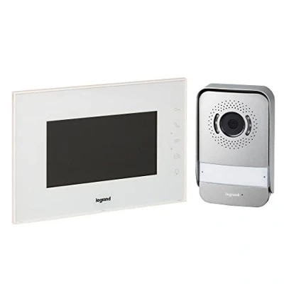 Image de Legrand , interphone vidéo avec connexion à 2 fils, moniteur couleur brillant de 7 pouces et caméra grand angle, ensemble maison 1/2 familiale, 369230